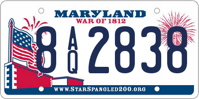 MD license plate 8AQ2838