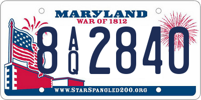 MD license plate 8AQ2840