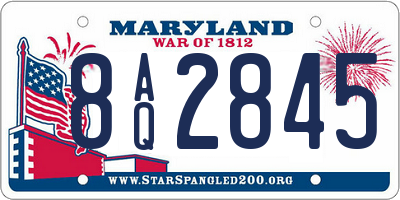 MD license plate 8AQ2845