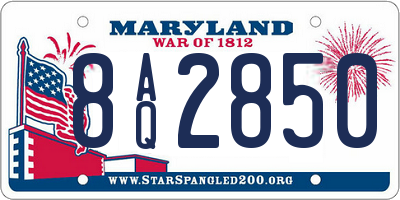 MD license plate 8AQ2850