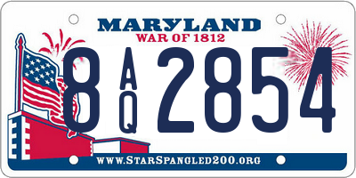 MD license plate 8AQ2854