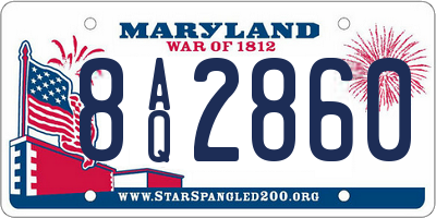 MD license plate 8AQ2860