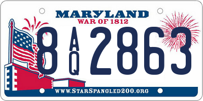 MD license plate 8AQ2863
