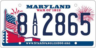 MD license plate 8AQ2865