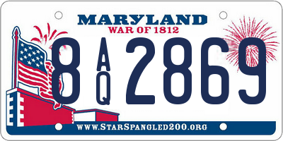 MD license plate 8AQ2869