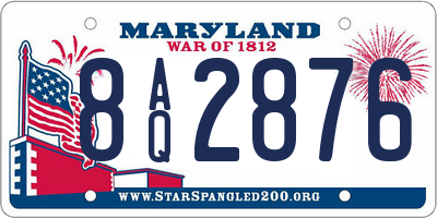 MD license plate 8AQ2876
