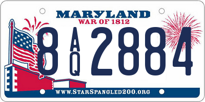 MD license plate 8AQ2884