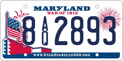 MD license plate 8AQ2893