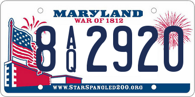 MD license plate 8AQ2920