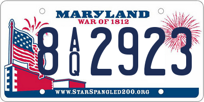 MD license plate 8AQ2923