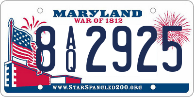MD license plate 8AQ2925