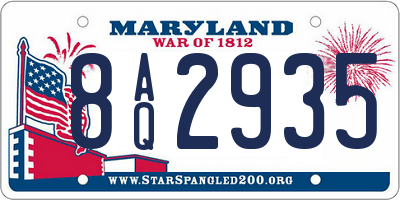 MD license plate 8AQ2935