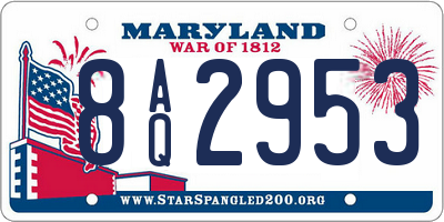 MD license plate 8AQ2953