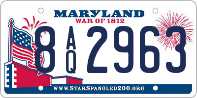 MD license plate 8AQ2963