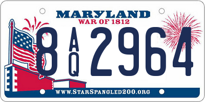 MD license plate 8AQ2964