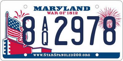 MD license plate 8AQ2978