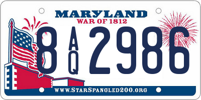 MD license plate 8AQ2986