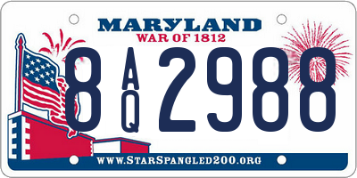 MD license plate 8AQ2988