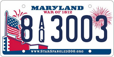 MD license plate 8AQ3003