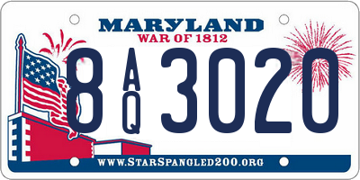 MD license plate 8AQ3020
