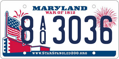 MD license plate 8AQ3036