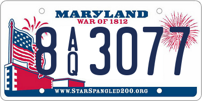 MD license plate 8AQ3077