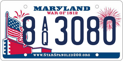MD license plate 8AQ3080