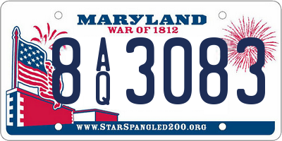 MD license plate 8AQ3083