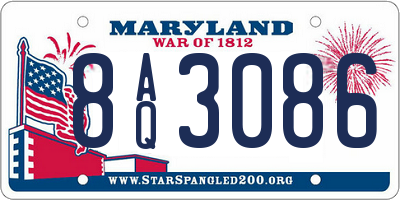 MD license plate 8AQ3086