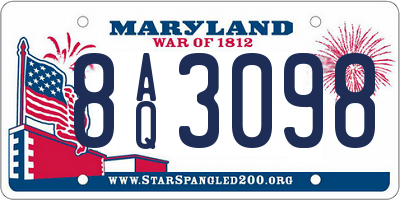 MD license plate 8AQ3098