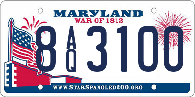 MD license plate 8AQ3100