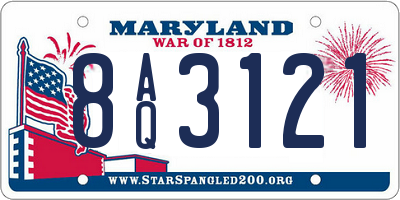 MD license plate 8AQ3121