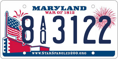 MD license plate 8AQ3122