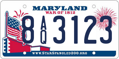 MD license plate 8AQ3123