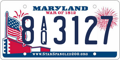 MD license plate 8AQ3127