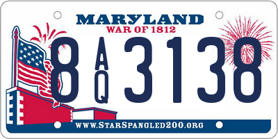 MD license plate 8AQ3138