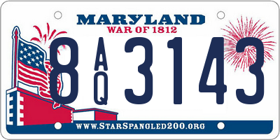 MD license plate 8AQ3143