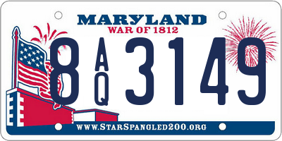 MD license plate 8AQ3149