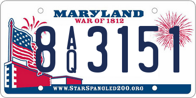 MD license plate 8AQ3151