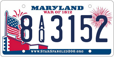 MD license plate 8AQ3152