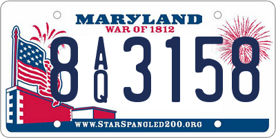 MD license plate 8AQ3158