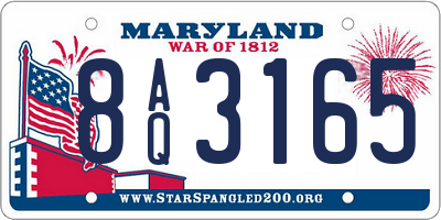 MD license plate 8AQ3165