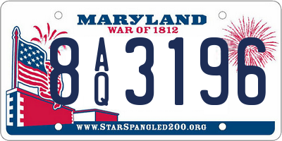 MD license plate 8AQ3196
