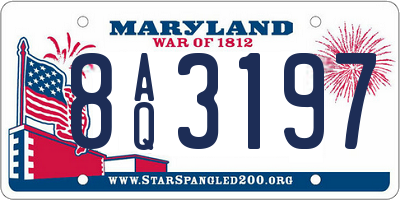 MD license plate 8AQ3197
