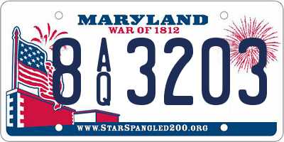 MD license plate 8AQ3203