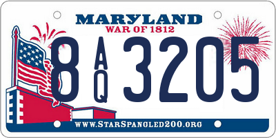 MD license plate 8AQ3205