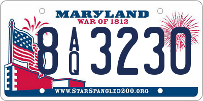 MD license plate 8AQ3230