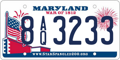 MD license plate 8AQ3233