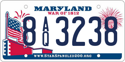 MD license plate 8AQ3238