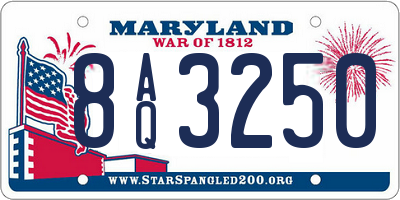 MD license plate 8AQ3250